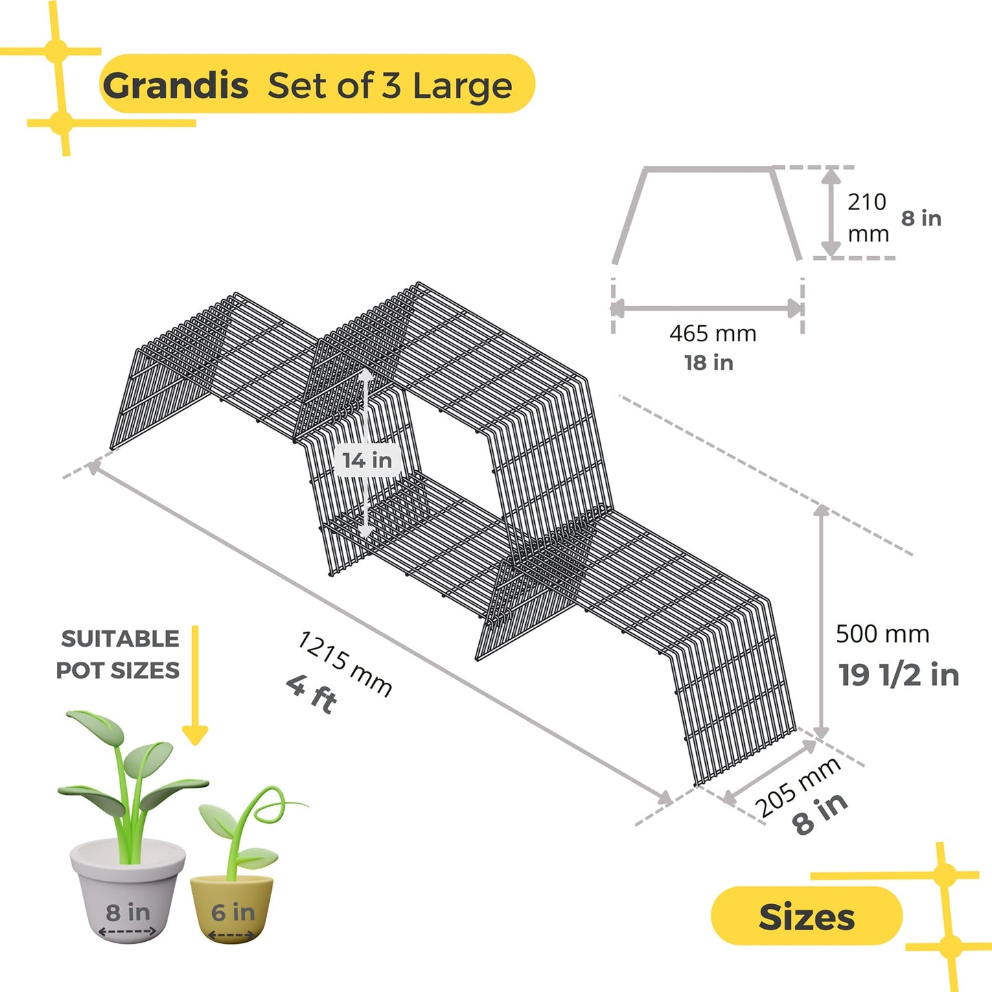 Large Modular Plant Stand for 4 Pots