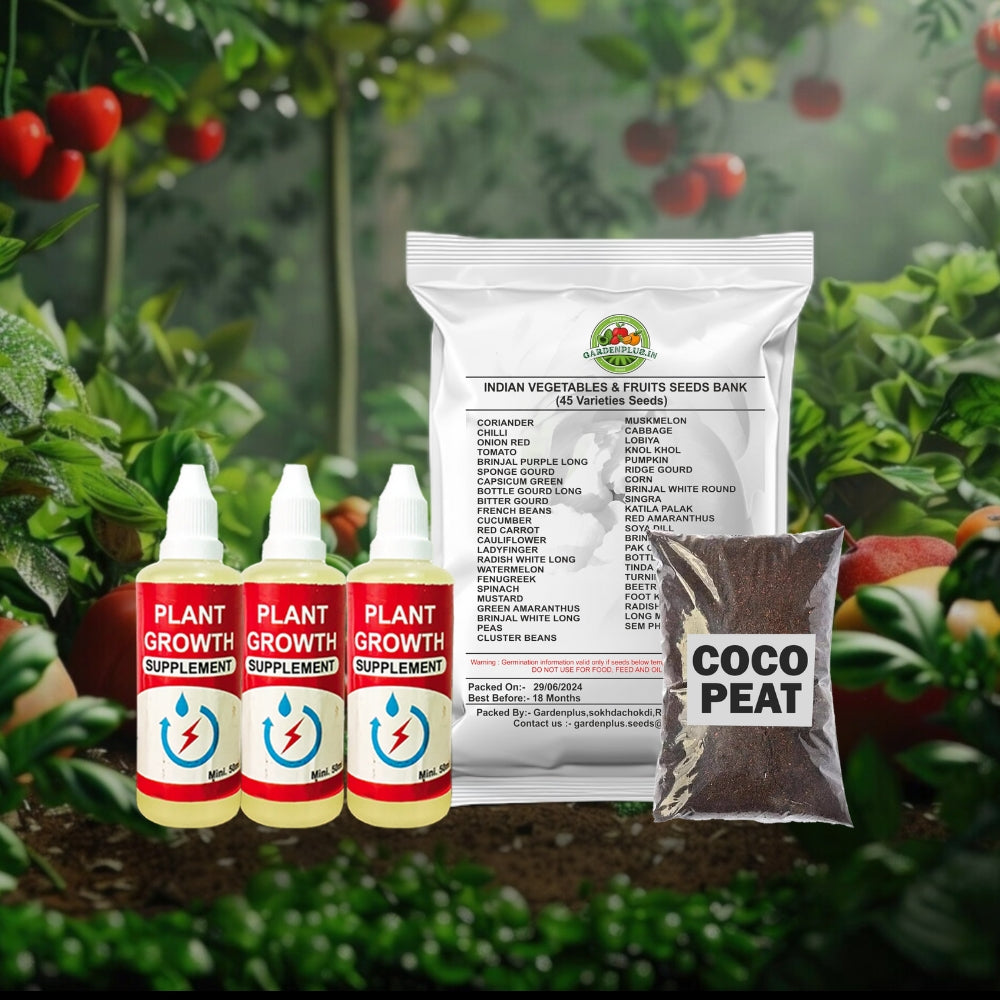 Plant Growth Supplement + Vegetables Seeds Combo